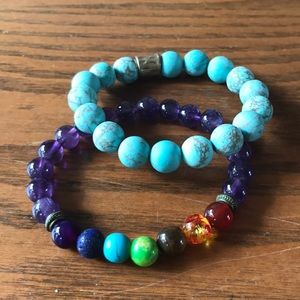 Two stretch gemstone bracelets SET